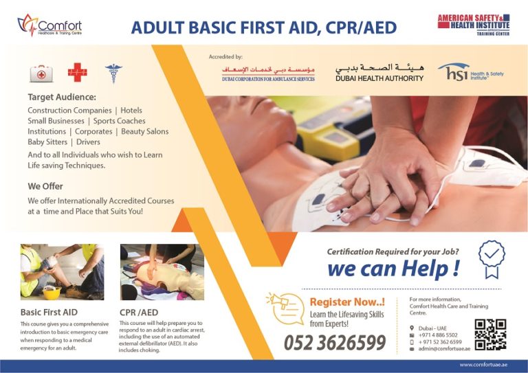 First Aid Training Dubai comfort health care and training center 768x543