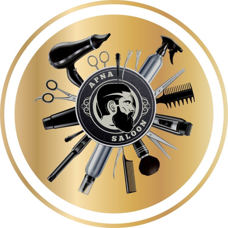 Apna Saloon Black and Gold Logo 768x768